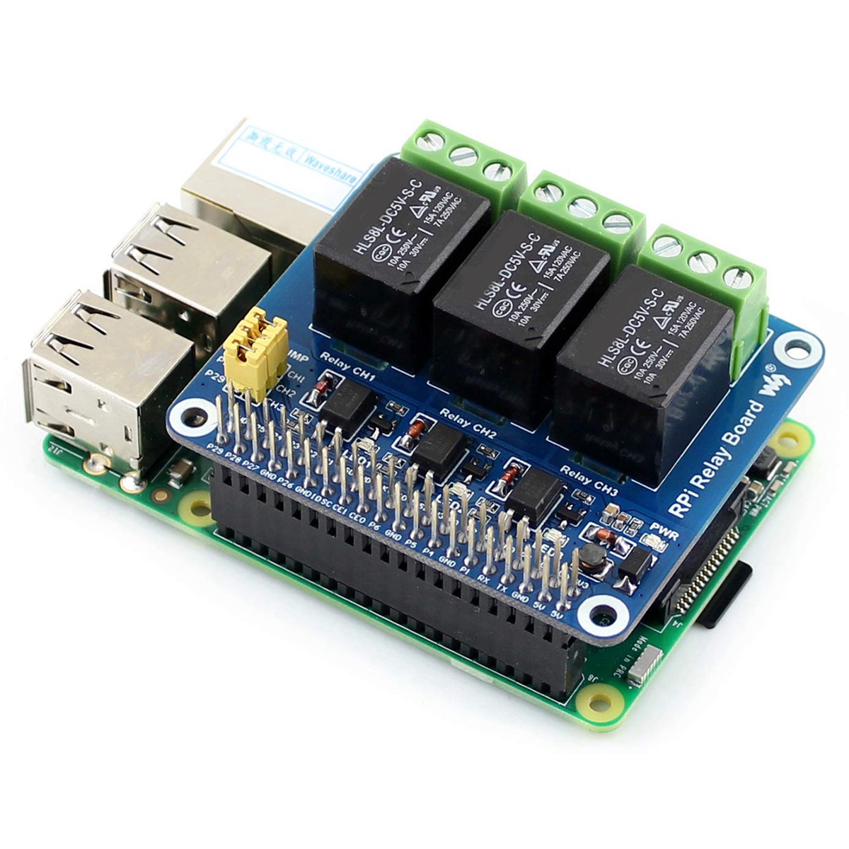 Raspberry Pi Kit - Waveshare 5V 3채널 릴레이 모듈 확장