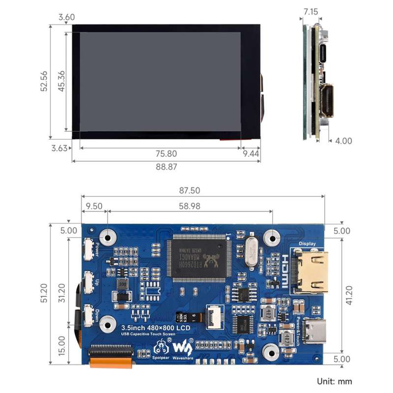 3.5인치 IPS 정전식 터치 LCD 디스플레이, 48 - Pi Display 리뷰 및 가격